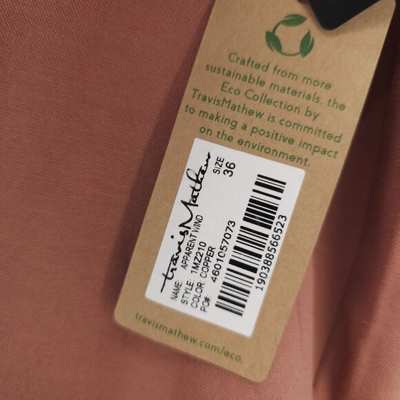 NWT TRAVIS MATHEW Apparent Wind Shorts Copper Performance Eco 9" Inseam Sz 36 - Picture 4 of 7